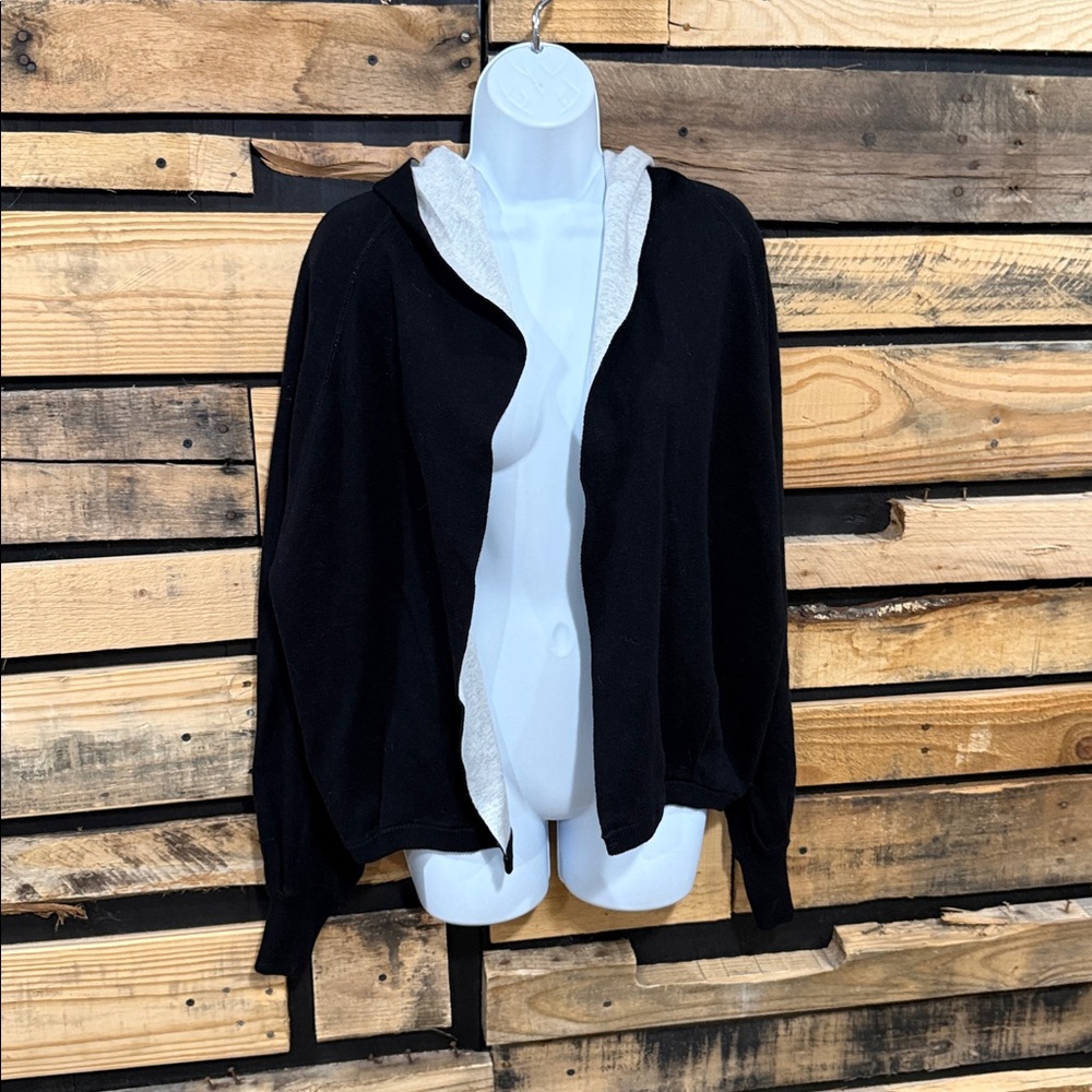 Michael Stars Black Open‎ Front Silk Blend Cardigan Women’s Size Large - Picture 3 of 7